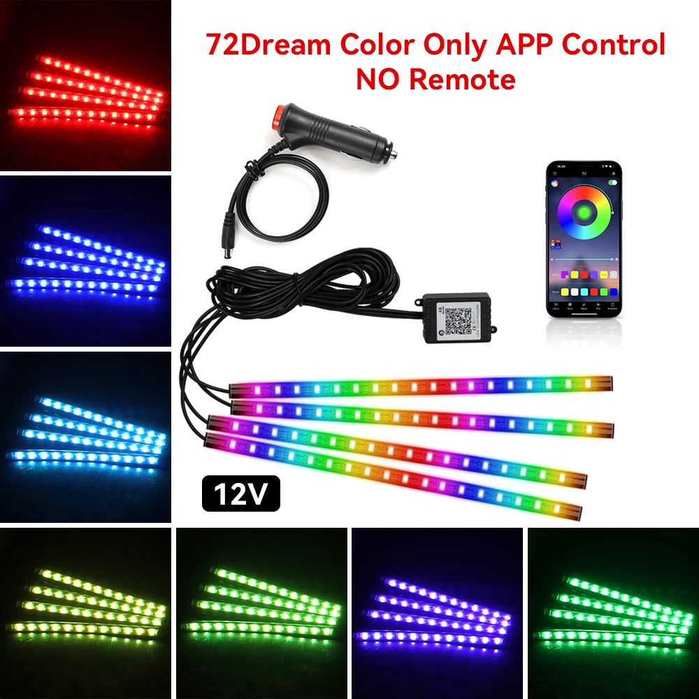 RGB LED Car Interior Lights (Bluetooth Control)