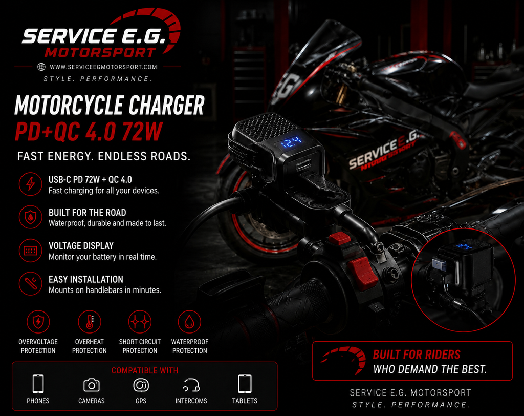 Chargeur Moto Premium USB-C PD 72W – Recharge Rapide