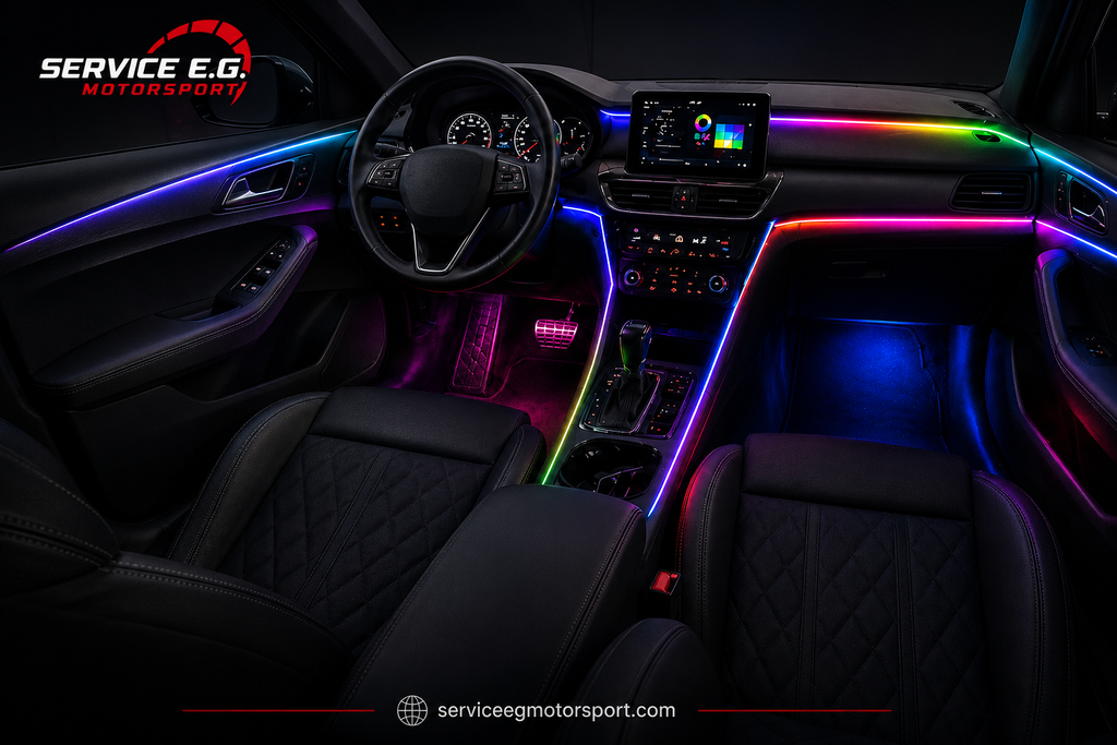 Ambiance LED RGB Intérieure – Éclairage Premium pour Voiture (16M Couleurs + App)