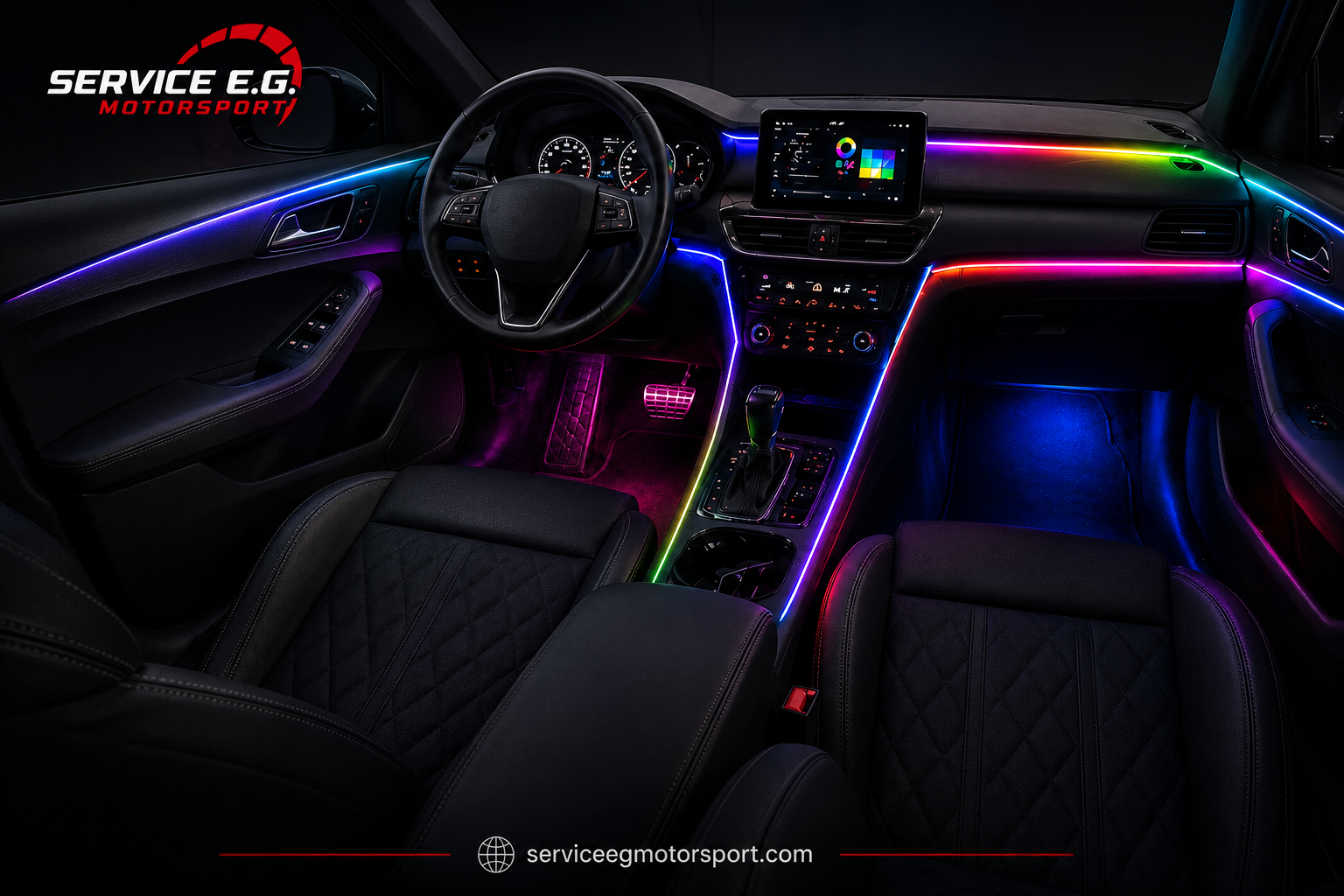 Ambiance LED RGB Intérieure – Éclairage Premium pour Voiture (16M Couleurs + App)
