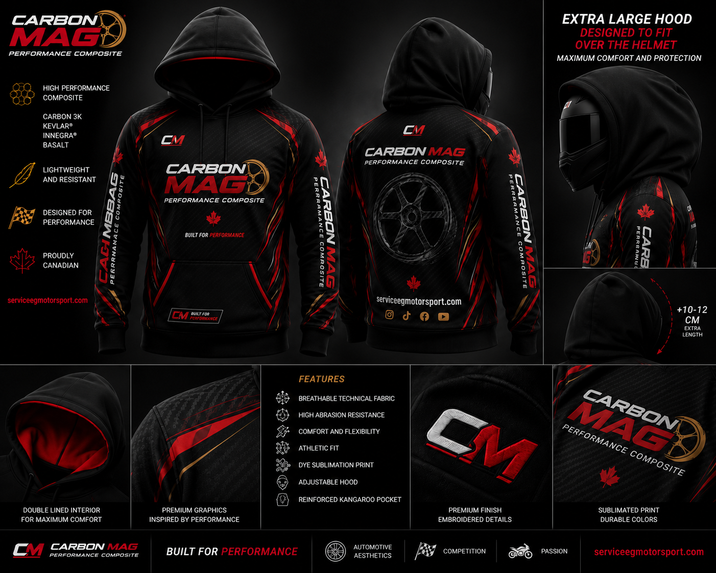 CARBON MAG Performance Composite Performance Rider Hoodie